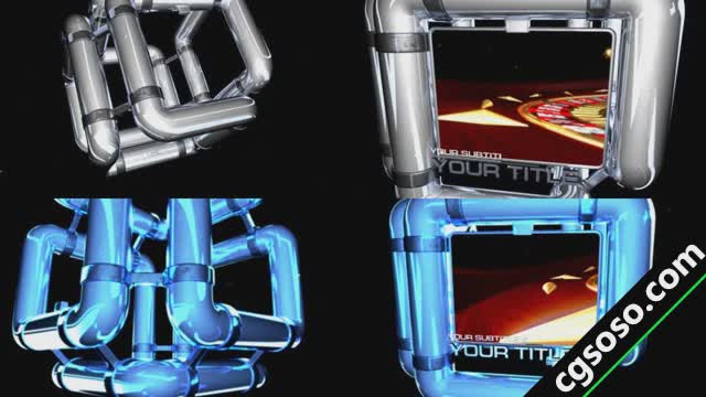 AE模板 金属管道魔方展示,影视素材,ZG设计开